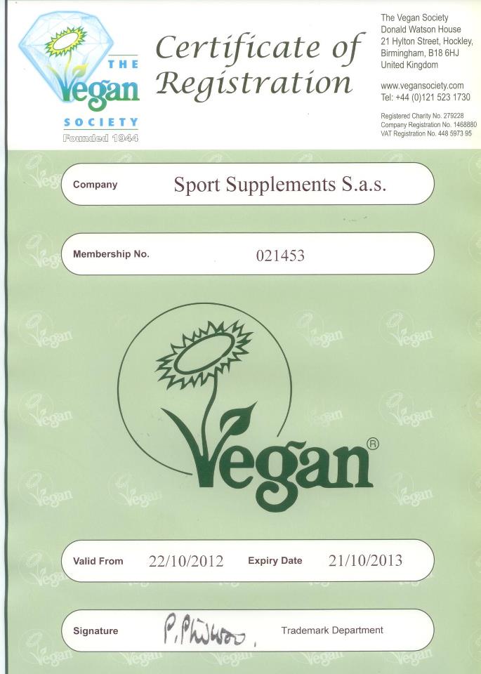vegan society certificate of registration
