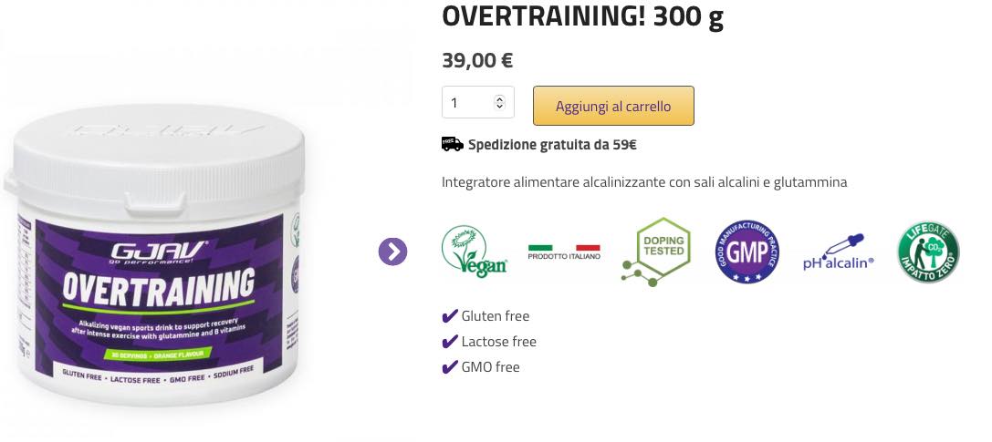 Integratore Overtraining con glutammina e sali minerali